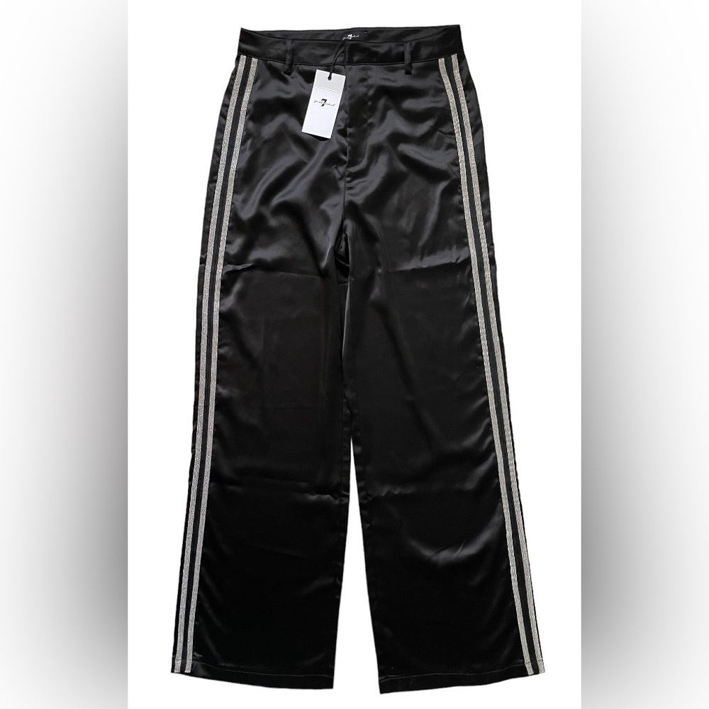 7 For All Mankind Satin Chain Stripe Pants